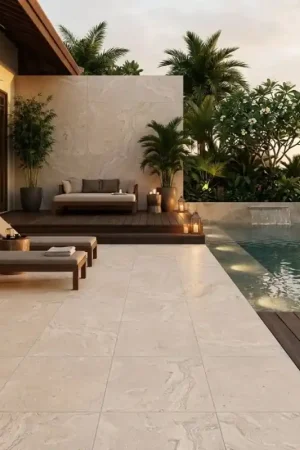 Carrelage Provenza Bone 60x60 R11 imitation travertin extérieur Nouvelle Collection